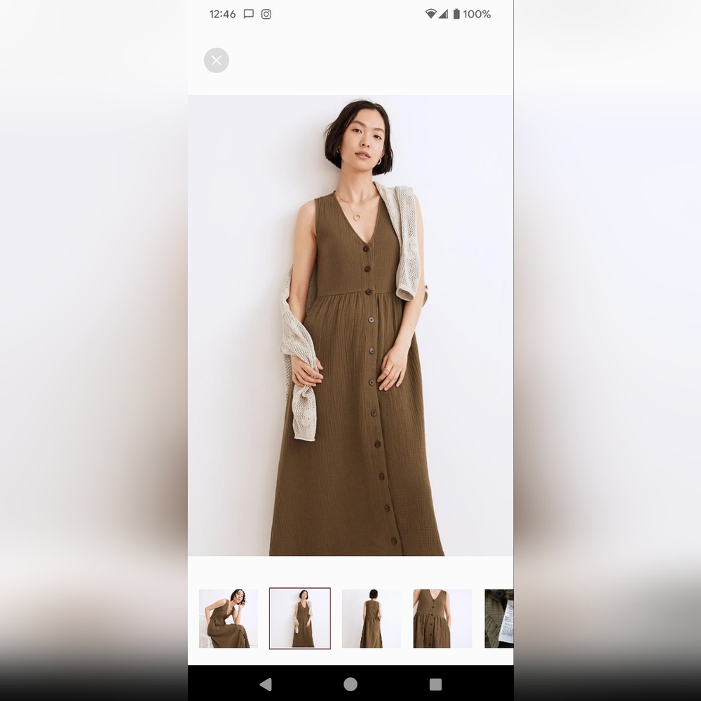 Lightspun Button-Front Tank Midi Dress Medium